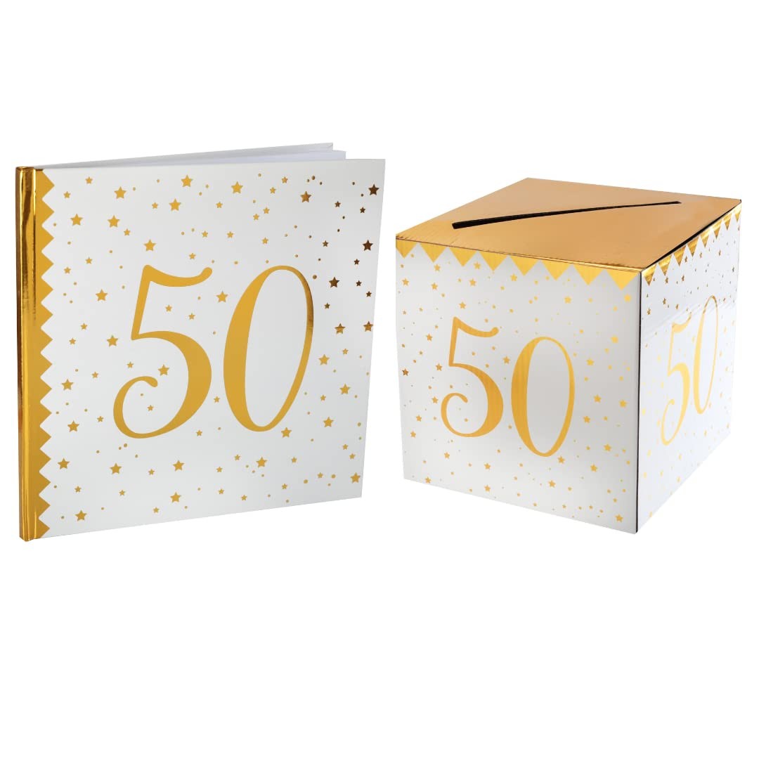 Livre d'or 50 ans et Urne de Mariage ou Anniversaire Or pour Souvenirs