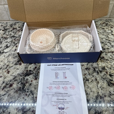 #ad New Marchoose 2 Pk 40 Oz Stanley Replacement Flip Straw Lid amp; Brush Almond Birch $17.50