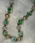 Rare Vtg TRIFARI Art Glass, Crackle & Faux Pearl Bead Choker Necklace Gold Tone — photo 5