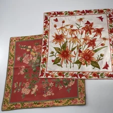April Cornell Originals Pillow Covers x2 Floral 15" Square Buttons Reversible