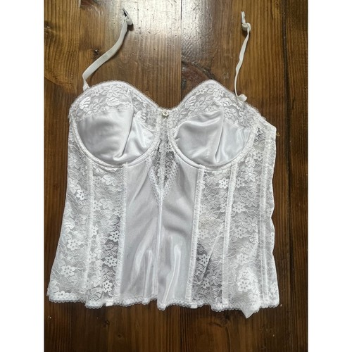 Dominique 8949 Colette White Lace Bridal Basque Corset Longline Bra 36D ...