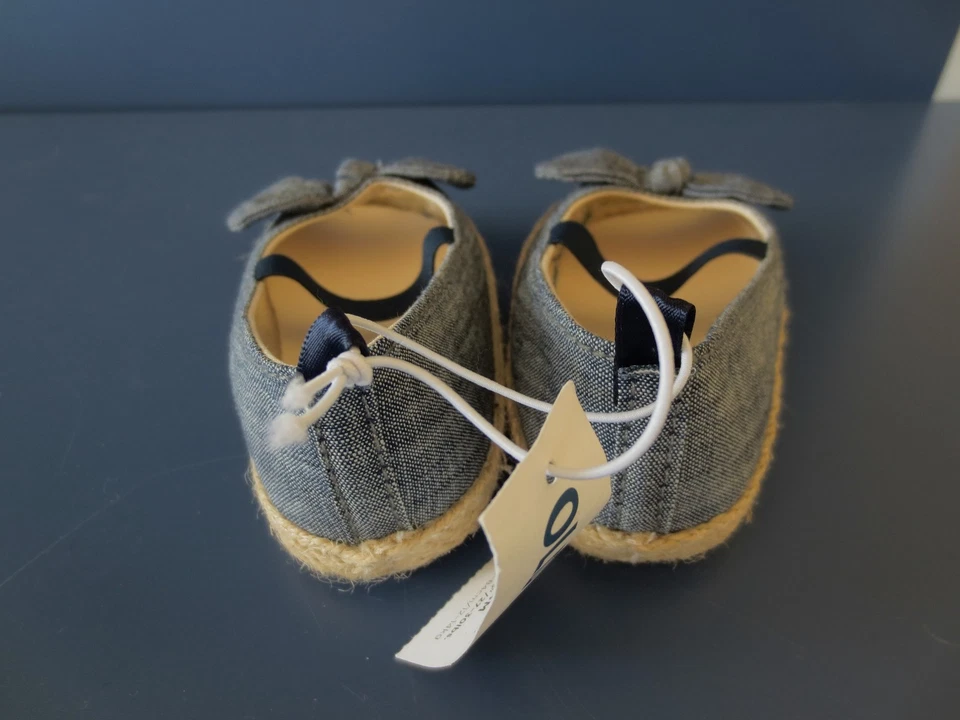 Bebé Niño Pequeño 0-3*6-12*18-24 Meses Azul Marino Denim Alpargatas Sandalias Lazo Foto 3 de 4