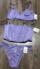 Auden Front Closure Corset/Bralette/Underware with lace trim Purple NWT  S Size M