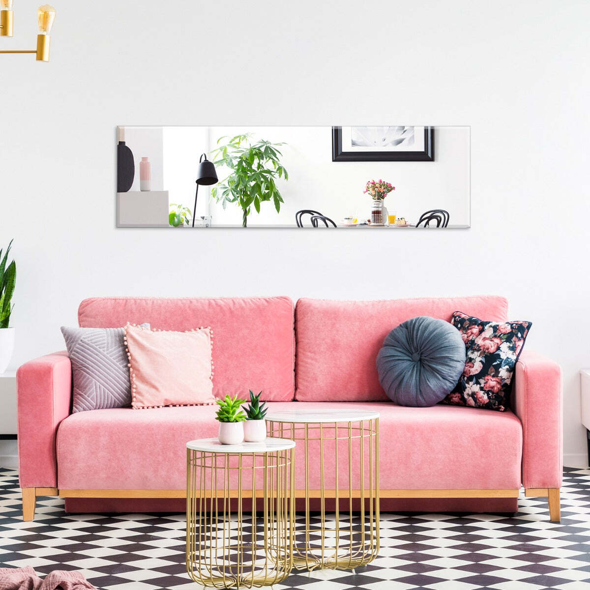 NNECW Full Length Rectangle Frameless Mirror with Beveled Edge for Living Room