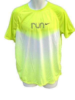 New NIKE RUNNING Mens FitDry Cool Considered Design Gym Top Shirt Lemon Zest L