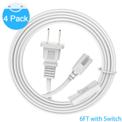 4 PCS 6FT US plug Power Cord Cables for 8' T8 LED Tube Light Fixture With Switch