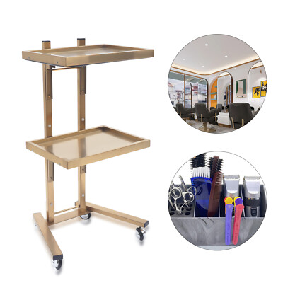 Gold Rolling Trolley Cart Tray Hair Beauty Salon Spa Storage