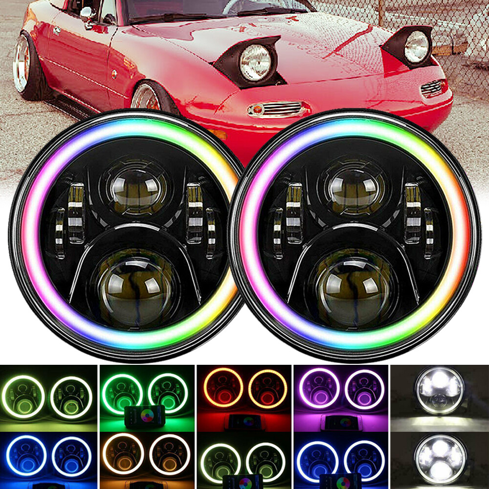 Pair 7inch FOR 90-97 Mazda NA Miata MX5 MX-5 H6024 LED