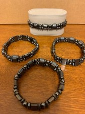 Lot of 4 MAGNETIC HEMATITE STRETCH BRACELETS