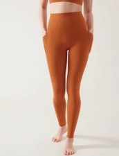 Athleta XS Salutation Stash Pocket II Tight Leggings Orange Soft FULL LNTH New