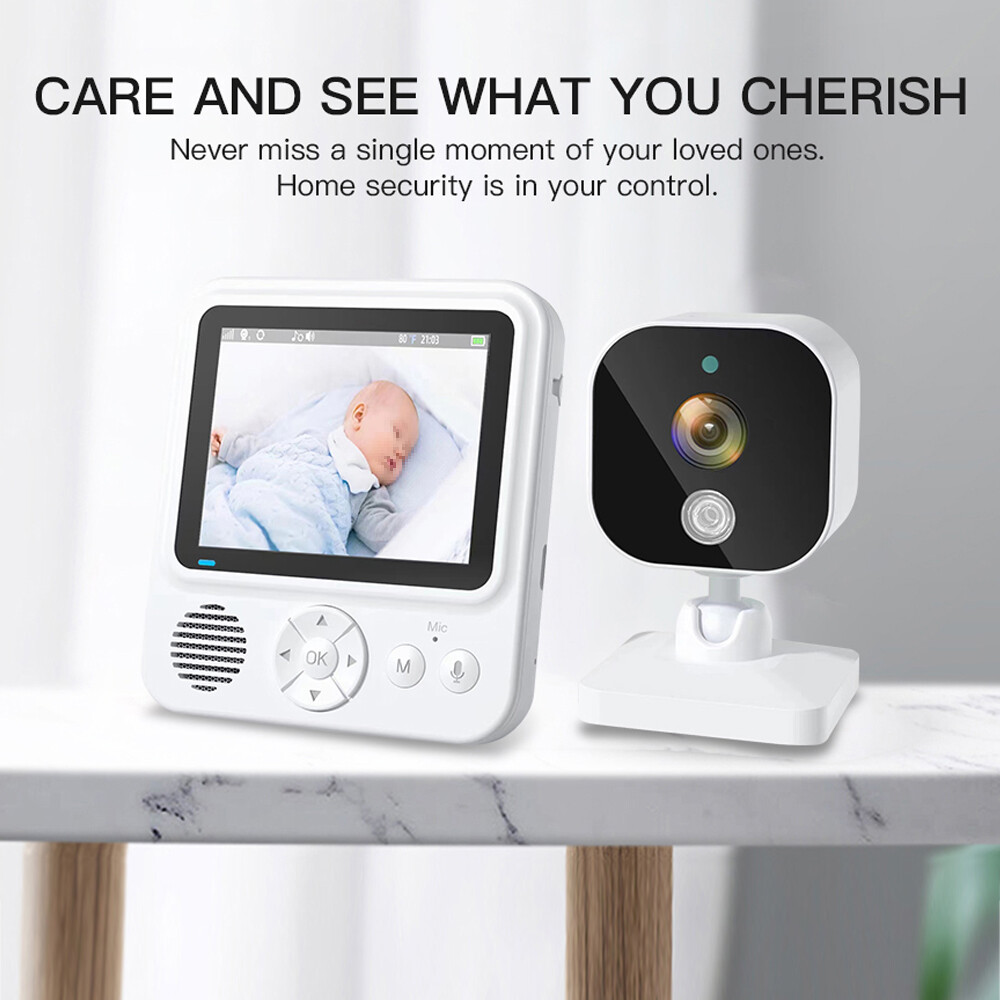 1080P HD Baby Monitor with Voice Intercom, Temperature Sensor, Crying Detection, and Night Vision for 24/7 Home Monitoring-image