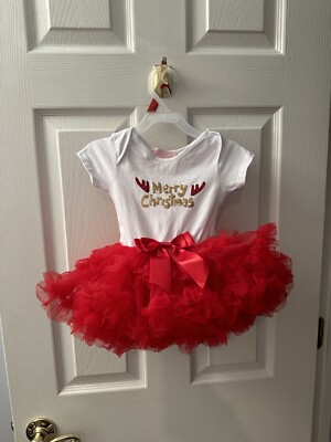 Popatu Baby Girl Merry Christmas Skirted Tutu Bodysuit White/Red 6-9 Months  | eBay