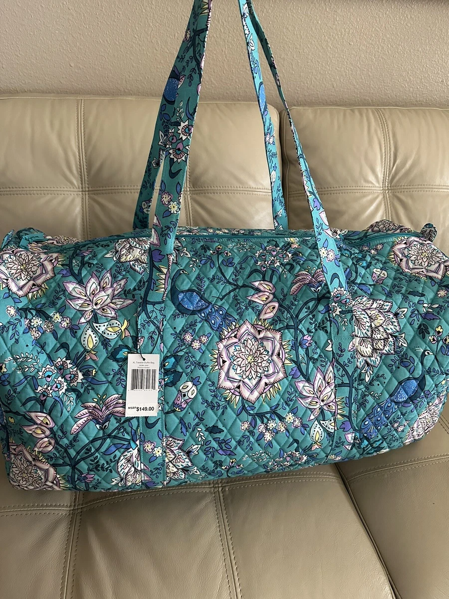 New Vera Bradley XL Traveler Duffel travel Bag in cotton Peacock Garden