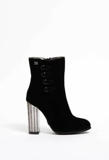 Scarpe da donna scarpa stivaletto tacco largo Laura Biagiotti strass camoscio