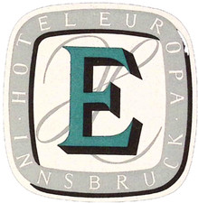 Hotel Eurpoa Innsbruck Netherlands Vintage Monogrammed Luggage Label 3.25"