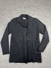 Sioni Cardigan Women's Medium Black Blazer Open Front Pockets Knit Cotton