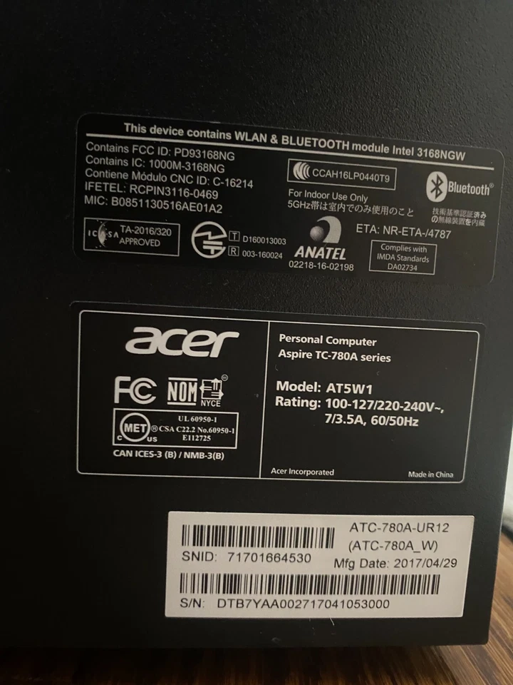 Acer Aspire ATC-780A-UR12 MT Desktop Intel i5-7400 8GB RAM 1TB HDD Windows 10 - Image 3 of 4