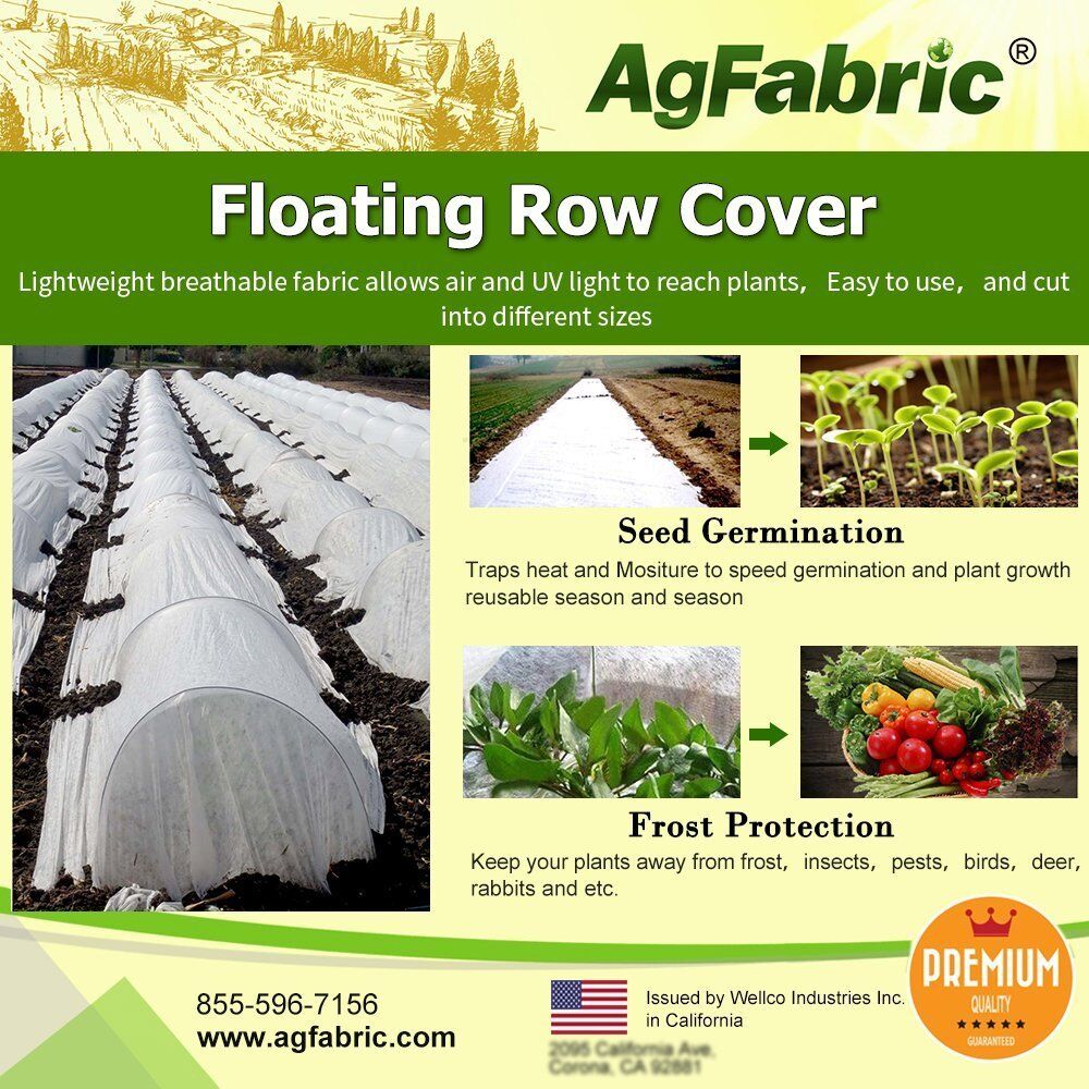Agfabric Floating Row Cover Frost Blanket Garden Fabric Cover 0.