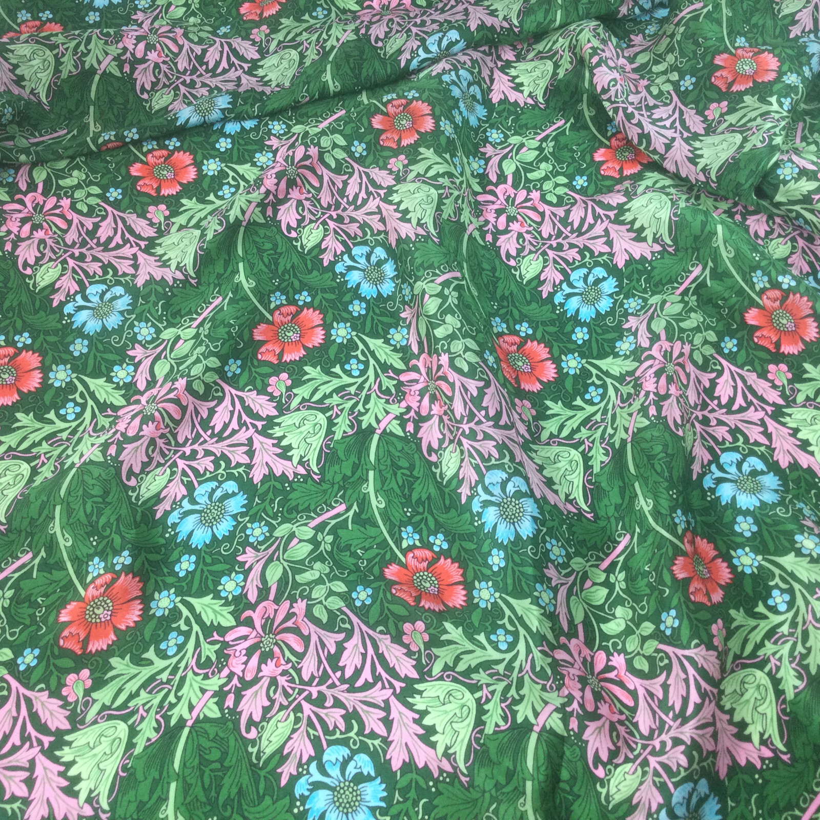 Vintage Sacha Square 100% Silk Scarf Floral Green Pink 30