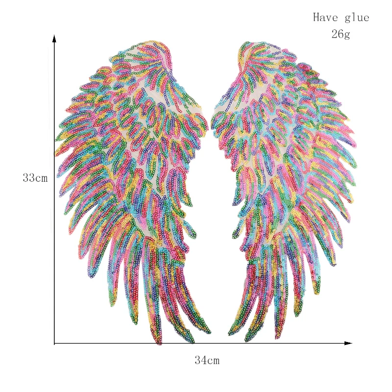 1 Pair Wings Sequins Applique Patches Iron on Sew Craft DIY Fashion Novelty - Изображение 3 из 4