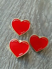 Set spille 3 pezzi Cuore rosso nuove pin brooch