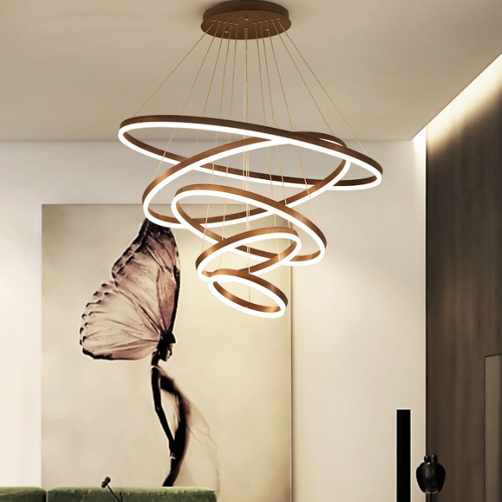 Modern LED Semi Flush Mount Ring Chandelier Ceiling Light