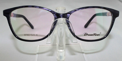 New Dream Fever H792 Col. C Dark Purple Plastic Frame Clear Demo Lens Eyeglasses
