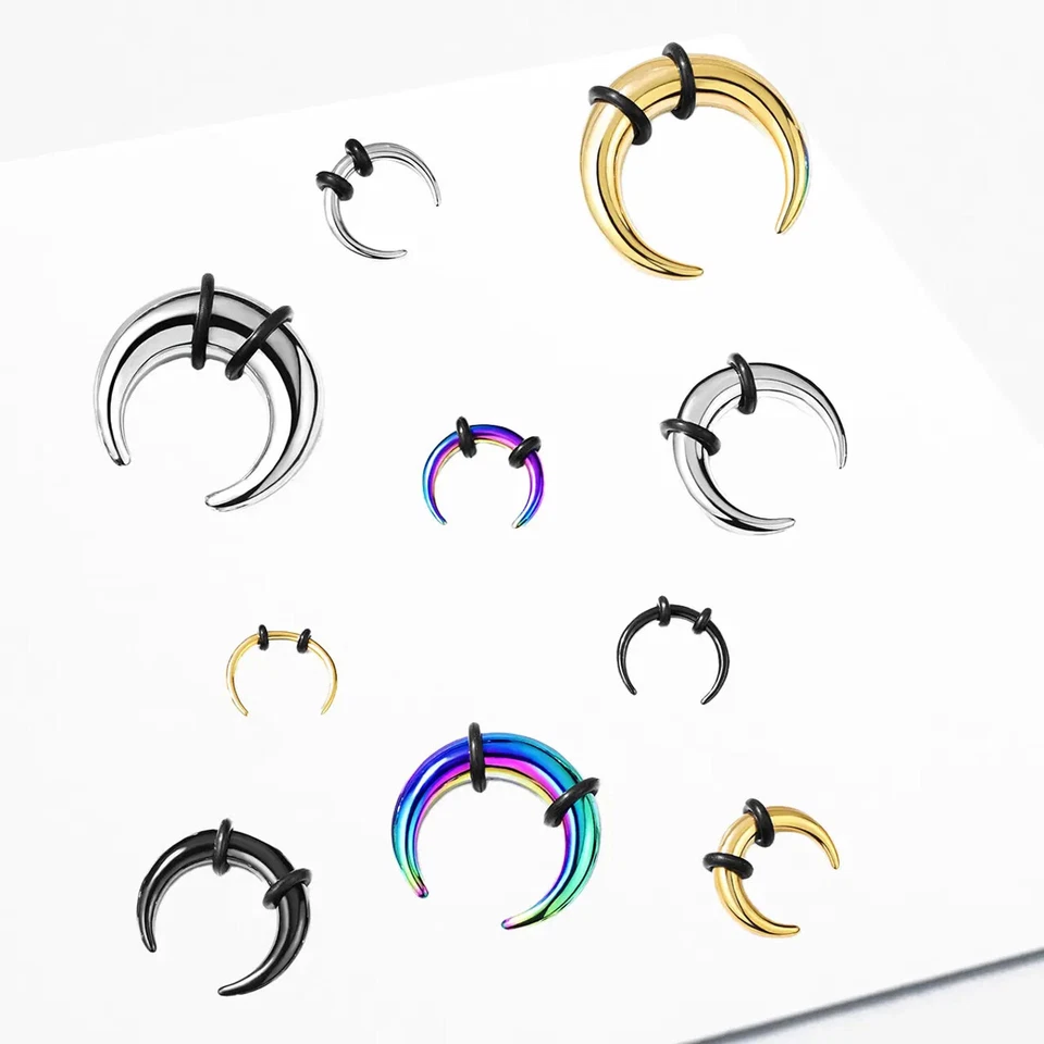 Acero quirúrgico media luna cónicos estiradores de toro herraduras anillo de tabique Foto 3 de 4