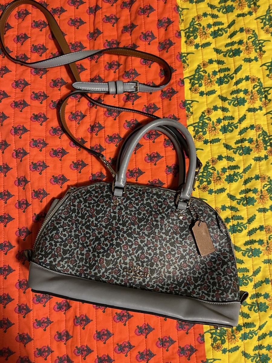 Coach F59443 Mini Sierra Ranch Floral Satchel Mist Cornflower