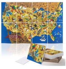 Autocollant bureau acoustique 8 panneaux PINWELIFE mur USA 1946 carte de l'Amérique neuf dans sa boîte !