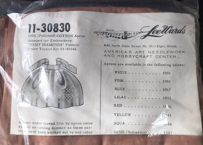 Vintage Apron Embroidery Kit LEE WARDS Brown polished cotton DAISY DIAMONDS NEW