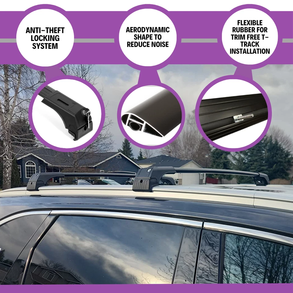 Fits Kia Sorento 2016-2020 with Factory Rails 2PCS Roof Rack Cross Bars 165 LBS - Imagem 4 de 4