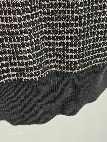 APT. 9 Women's Knit Top Large Sweater Dress Open Weave Black White Short Sleeve - Picture 6 of 9