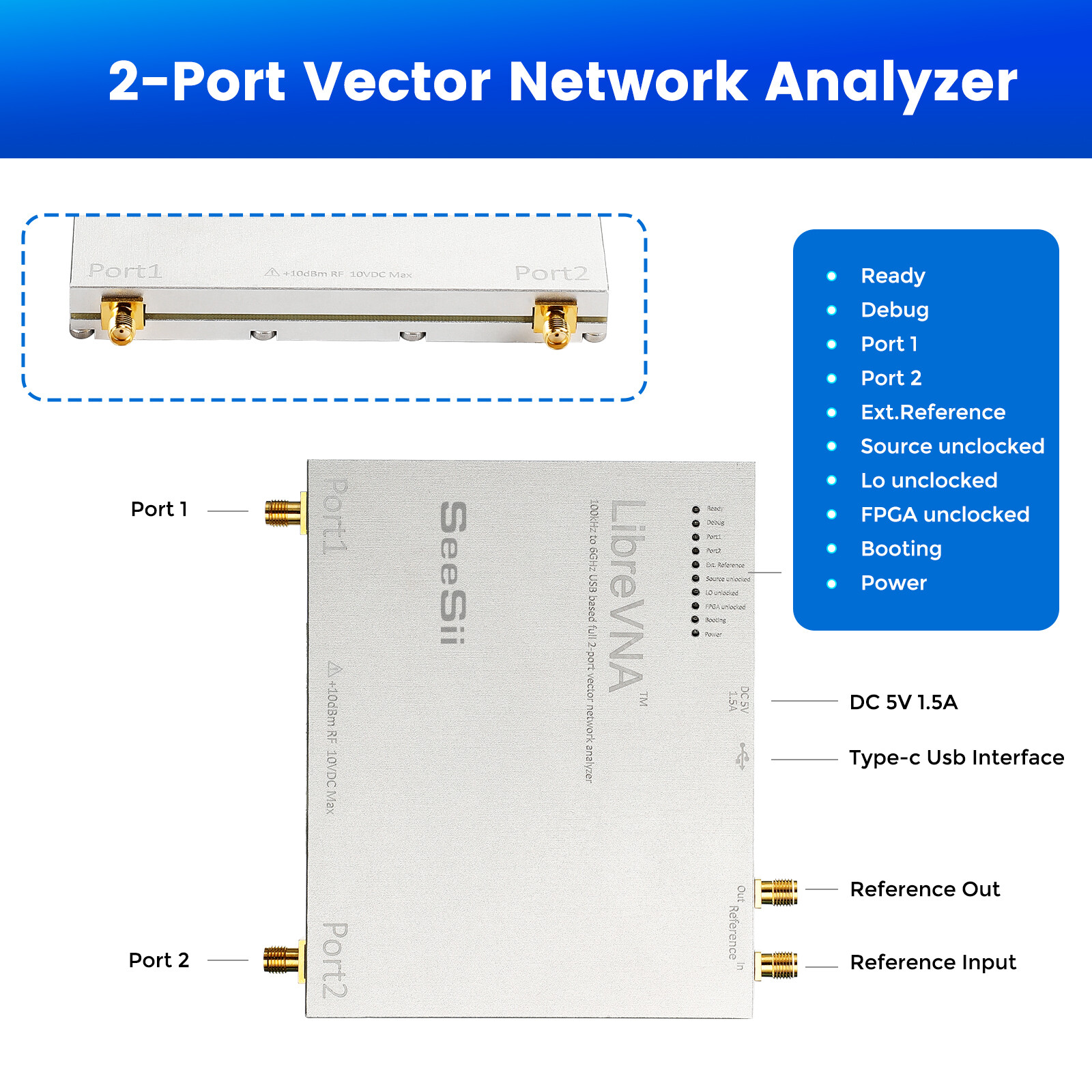 LibreVNA 100kHz6GHz Vector Network Spectrum Analyzer 2Port Signal