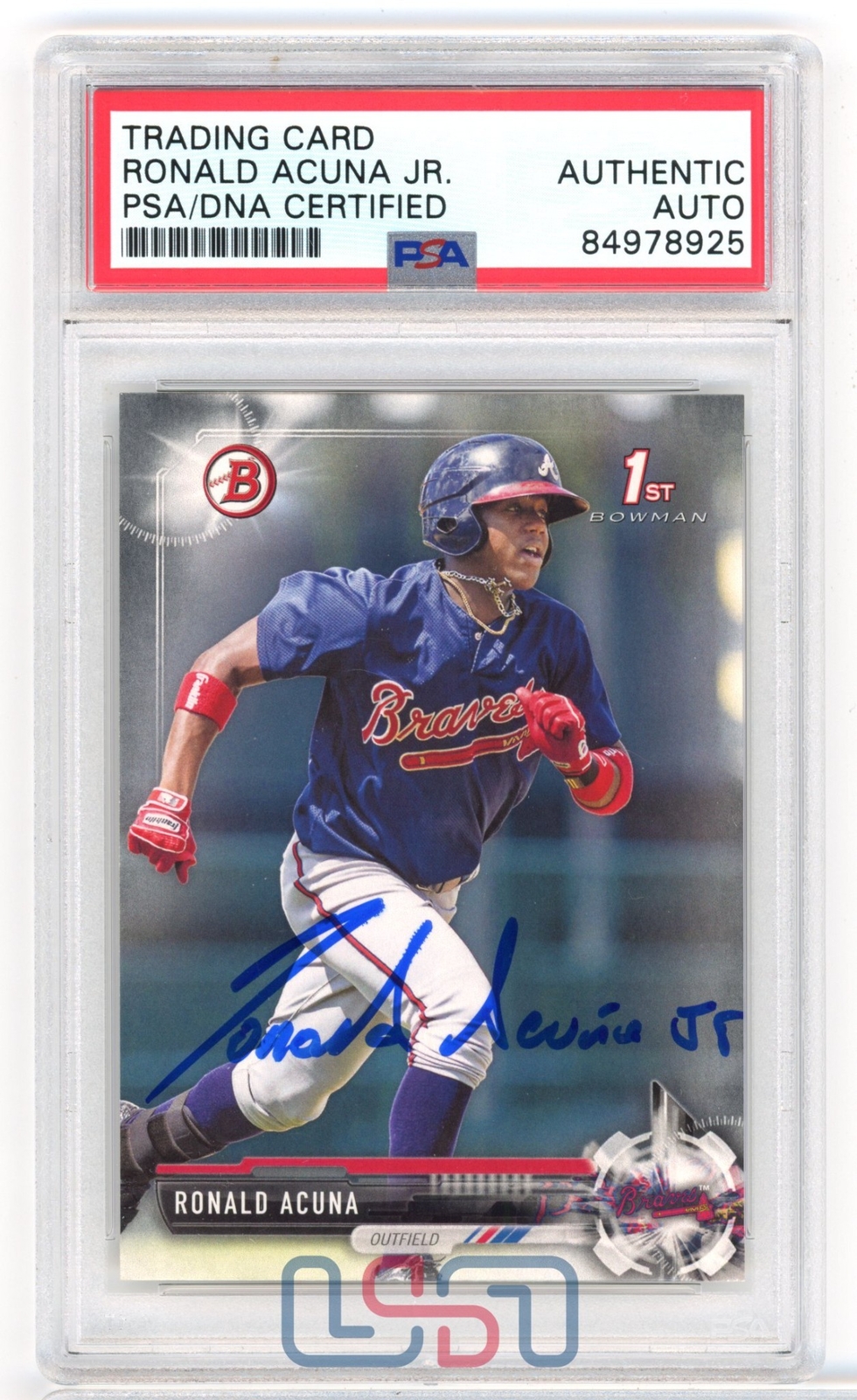 Ronald Acu a Jr. Autographed Signed Atlanta Braves Ronald Acuna Jr. Printed 2017 1st Bowman #BP127 PSA/DNA 