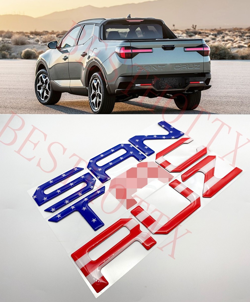 3D Raised Domed Tailgate Letters With US Flag – Fits 2022-2025 Hyundai Santa Cruz