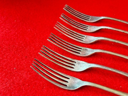 An Old Fine Sheffield Plate E.P.N.S.A,I Unique Rare Brass Fork Set of 6 Piece - Picture 8 of 15