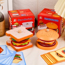 Wooden Simulated Burger Sandwich Children's Educational Toys