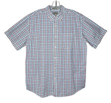 LL Bean Seersucker Shirt Mens Large Multicolor Check Traditional Fit Button Down