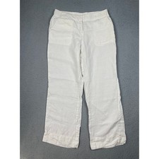 J. Jill Love Linen Womens Size 12 White Linen Pants Wide Leg