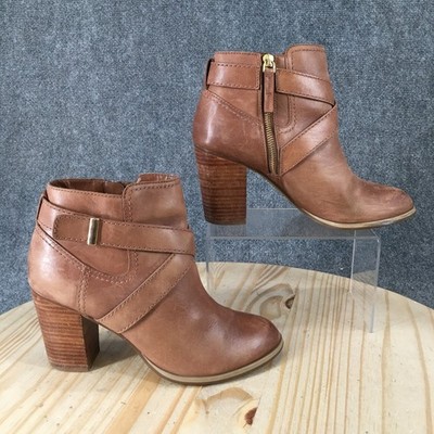 Jasper Conran Boots Womens 7 Ankle Bootie Side Zip Comfort Block Heels Brown