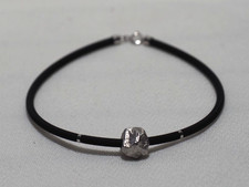 Bracciale Caucciù e Oro Bianco Titolo 750 -ref gf047-