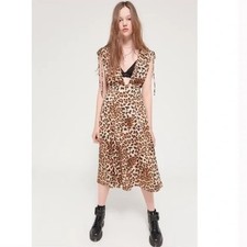 Urban Outfitters Leopard apron midi dress boho retro 90s size XS NEW