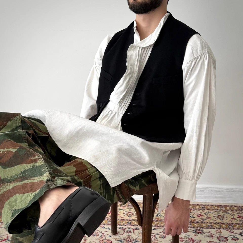 1900s Antique Men's Edwardian French Dress/Nightgown Long White Smock Shirt - Image 2 of 4