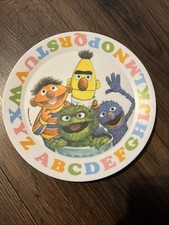 Sesame Street Melamine Plate 1977 Vintage 8" ABC NHP Ernie Bert Oscar ABCs