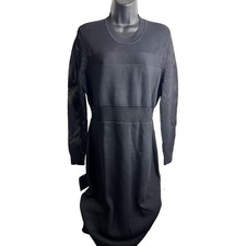 Rachel Roy Sweater Dress Womens XL Black Mesh Knit Long Sleeve Pullover New
