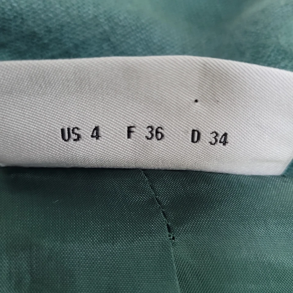 Akris Punto Green 100% Linen Hook Loop Closure Notch Suit Jacket Size 4 - Image 4 of 4