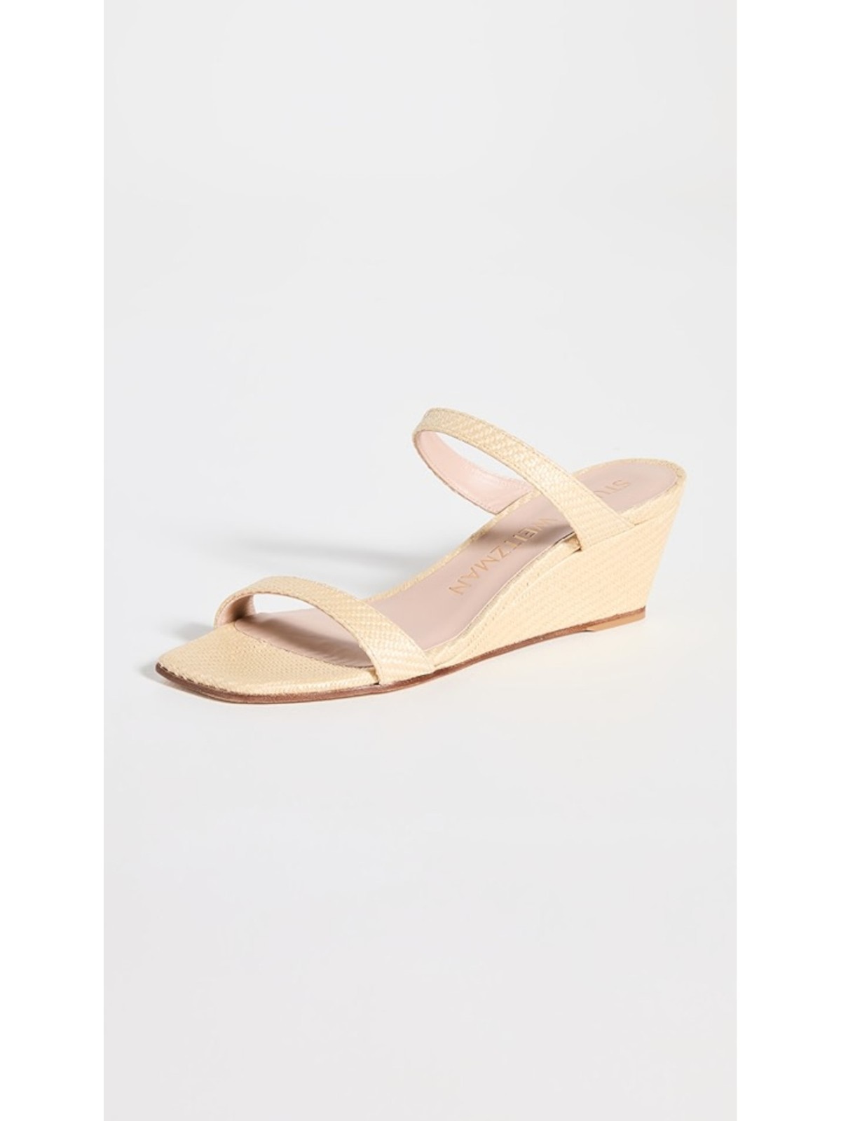 STUART WEITZMAN Womens Beige Aleena Square Toe Wedge Slip On Heeled Sandal 55 M 20090₽