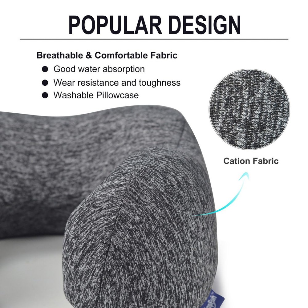 Premium Memory Foam Travel Neck Pillow for Airplane Comfort and Head Support