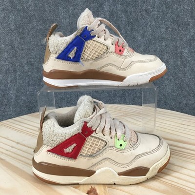 Nike Air Jordan 4 Retro Shoes Kids 11C Wild Things Lace Up Sneakers Multicolor